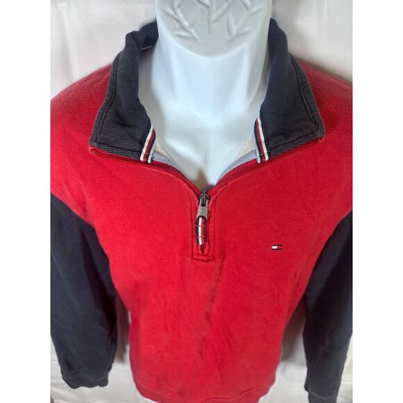 Tommy Hilfiger Men's Color Block Pullover Sweater 1/4 Zip Size Large Vintage GUC - Picture 2 of 8